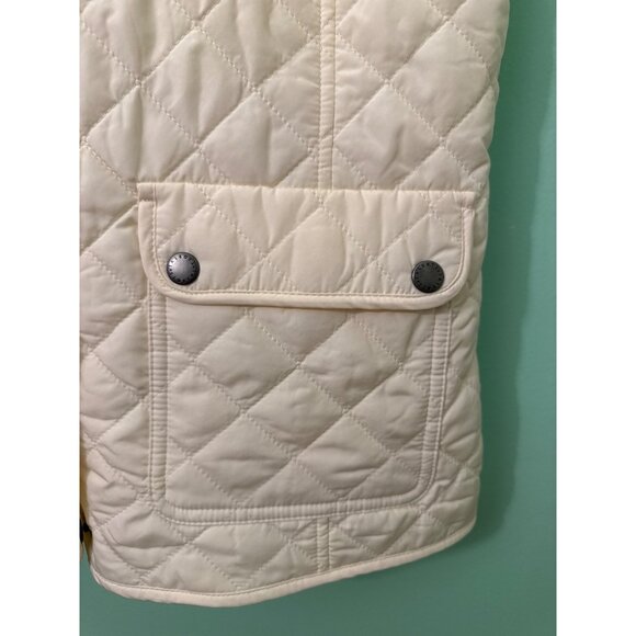 Talbots Quilted White Sleeveless Vest With Snap Buttons & Pockets  24" Length - Picture 2 of 9